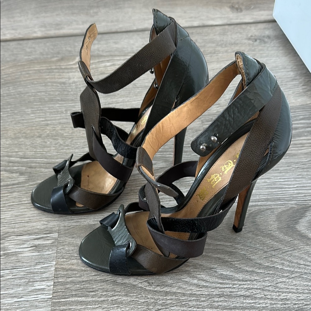 L.A.M.B. Black and Brown Leather Heels - Picture 2 of 5